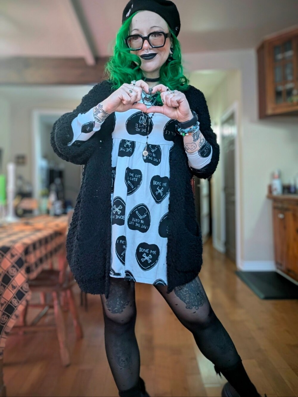 Iron Fist Bitter Sweet Heart Babydoll Dress Skull Heart Emo Goth Y2K Small
